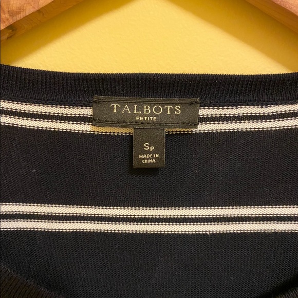 Talbots navy and white 3/4 sleeve cardignan - Picture 5 of 6